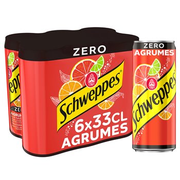 SCHWEPPES Agrum' Zéro Boisson Pétillante aux Saveurs d'Agrumes Sans Sucre