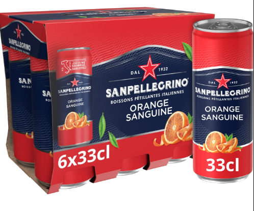 [SPARAROS-CANS-0330-0006] SAN PELLEGRINO Aranciata Rossa Boisson Petillante au Jus d'Orange Sanguine