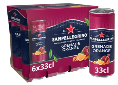 [SPMELARA-CANS-0330-0006] SAN PELLEGRINO Melograno y Aranciata Eau Pétillante Au Jus de Grenade et d'Orange